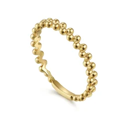 New Gabriel & Co. 14K Yellow Gold Double Row Bujukan Beads Stackable Ring