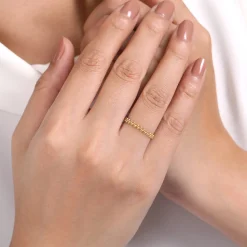 New Gabriel & Co. 14K Yellow Gold Double Row Bujukan Beads Stackable Ring