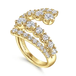 Online Gabriel & Co. 14K Yellow Gold Double Row Diamond Bypass Ladies Ring