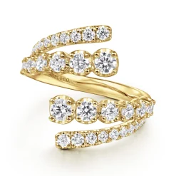 Online Gabriel & Co. 14K Yellow Gold Double Row Diamond Bypass Ladies Ring