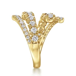 Online Gabriel & Co. 14K Yellow Gold Double Row Diamond Bypass Ladies Ring