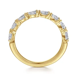 Gabriel & Co. 14K Yellow Gold East West Prong Set Pear Shape Diamond Anniversary Band - 0.64 ct