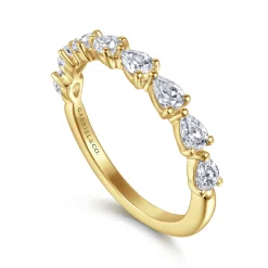 Gabriel & Co. 14K Yellow Gold East West Prong Set Pear Shape Diamond Anniversary Band - 0.64 ct