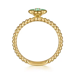 Hot Gabriel & Co. 14K Yellow Gold Emerald Cluster Clover and Bujukan Bead Stackable Ring