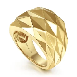 Discount Gabriel & Co. 14K Yellow Gold Faceted Geometric Cigar Band