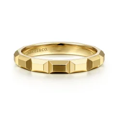 Sale Gabriel & Co. 14K Yellow Gold Faceted Rectangle Station Stackable Ring