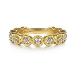 New Gabriel & Co. 14K Yellow Gold Floating Diamond Station Stackable Ring