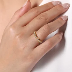 New Gabriel & Co. 14K Yellow Gold Floating Diamond Station Stackable Ring