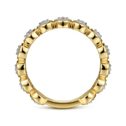 New Gabriel & Co. 14K Yellow Gold Floating Diamond Station Stackable Ring