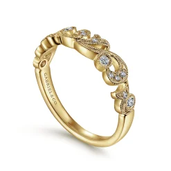 Outlet Gabriel & Co. 14K Yellow Gold Floral Diamond Anniversary Band - 0.15 ct