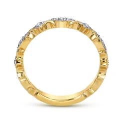 Gabriel & Co. 14K Yellow Gold Floral Diamond Stackable Ring