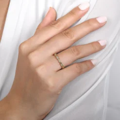 Gabriel & Co. 14K Yellow Gold Floral Diamond Stackable Ring