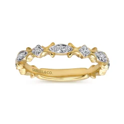 Gabriel & Co. 14K Yellow Gold Floral Diamond Stackable Ring