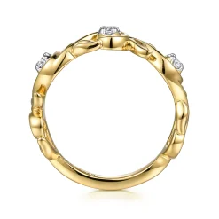 Gabriel & Co. 14K Yellow Gold Floral Diamond Stackable Ring