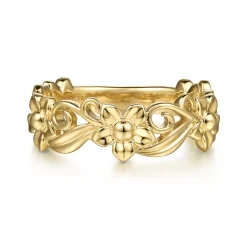 Sale Gabriel & Co. 14K Yellow Gold Floral Garden Stackable Ring