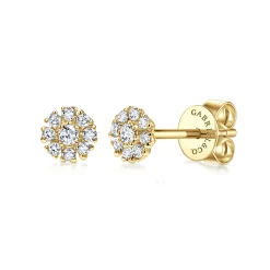 Clearance Gabriel & Co. 14K Yellow Gold Floral Inspired Diamond Stud Earrings
