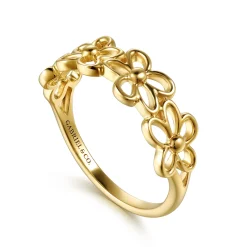 Sale Gabriel & Co. 14K Yellow Gold Floral Stackable Ring