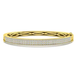 Hot Gabriel & Co. 14K Yellow Gold Four Row Diamond Bangle