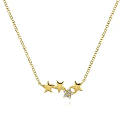 Sale Gabriel & Co. 14K Yellow Gold Four Star Diamond Bar Necklace