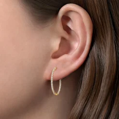 Online Gabriel & Co. 14K Yellow Gold French Pave 20mm Round Inside Out Diamond Hoop Earrings