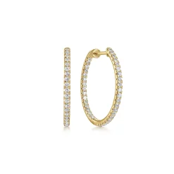 Online Gabriel & Co. 14K Yellow Gold French Pave 20mm Round Inside Out Diamond Hoop Earrings