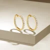 Clearance Gabriel & Co. 14K Yellow Gold French Pave 20mm Round Inside Out Diamond Hoop Earrings