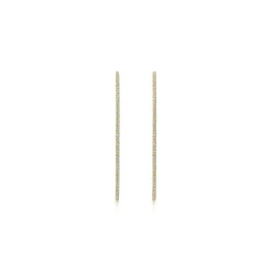 Gabriel & Co. 14K Yellow Gold French Pave 60mm Round Inside Out Diamond Classic Hoop Earrings