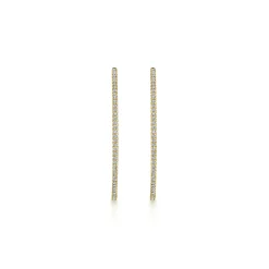 Clearance Gabriel & Co. 14K Yellow Gold French Pave 50mm Round Inside Out Diamond Hoop Earrings