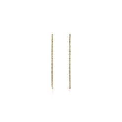 Best Gabriel & Co. 14K Yellow Gold French Pave 50mm Round Inside Out Diamond Classic Hoop Earrings