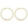 Best Gabriel & Co. 14K Yellow Gold French Pave 40mm Round Inside Out Diamond Hoop Earrings