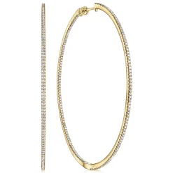 Online Gabriel & Co. 14K Yellow Gold French Pave 70mm Round Inside Out Diamond Classic Hoop Earrings