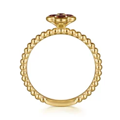 Online Gabriel & Co. 14K Yellow Gold Garnet Cluster Clover and Bujukan Bead Stackable Ring