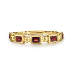 New Gabriel & Co. 14K Yellow Gold Garnet Geometric Stackable Ring