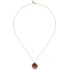 Clearance Gabriel & Co. 14K Yellow Gold Garnet Round Shape Necklace With Flower Pattern J-Back