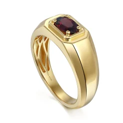 New Gabriel & Co. 14K Yellow Gold Garnet Signet Ring