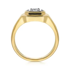 Discount Gabriel & Co. 14K Yellow Gold Geometric Baguette Diamond Signet Ring