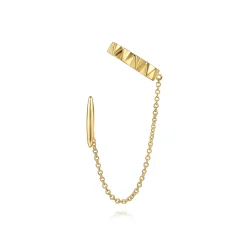 Discount Gabriel & Co. 14K Yellow Gold Geometric Bar and Chain Drop Single Stud and Ear Cuff
