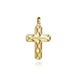 Best Gabriel & Co. 14K Yellow Gold Geometric Cross Pendant