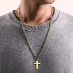Best Gabriel & Co. 14K Yellow Gold Geometric Cross Pendant