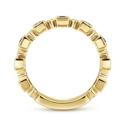 Best Gabriel & Co. 14K Yellow Gold Geometric Sapphire and Diamond Stackable Ring