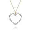 New Gabriel & Co. 14K Yellow Gold Graduated Diamond Station Heart Pendant Necklace