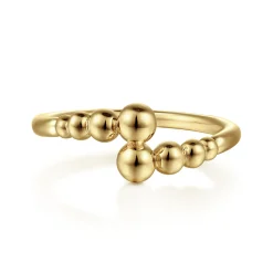 Gabriel & Co. 14K Yellow Gold Graduating Bujukan Beads Bypass Ring