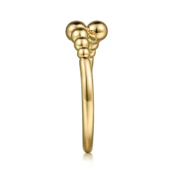 Gabriel & Co. 14K Yellow Gold Graduating Bujukan Beads Bypass Ring