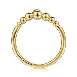 Gabriel & Co. 14K Yellow Gold Graduating Bujukan Beads Bypass Ring