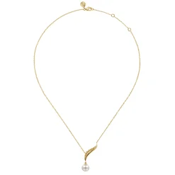 Clearance Gabriel & Co. 14K Yellow Gold Graduating Bujukan Pearl Y Necklace