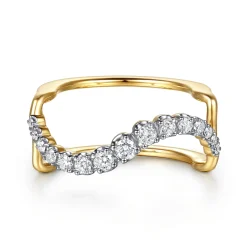 Best Gabriel & Co. 14K Yellow Gold Graduating Diamond Wave Smart Ring Enhancer