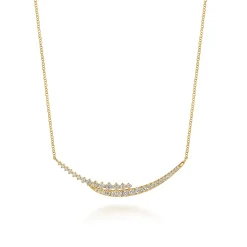 Sale Gabriel & Co. 14K Yellow Gold Graduating Diamond Curved Bar Necklace