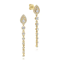 New Gabriel & Co. 14K Yellow Gold Graduating Diamond Stud Drop Earrings