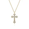 Best Gabriel & Co. 14K Yellow Gold Graduating Diamond Cross Necklace