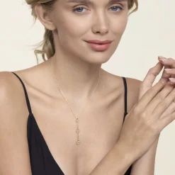 Discount Gabriel & Co. 14K Yellow Gold Graduating Diamond Clover Vertical Bar Necklace